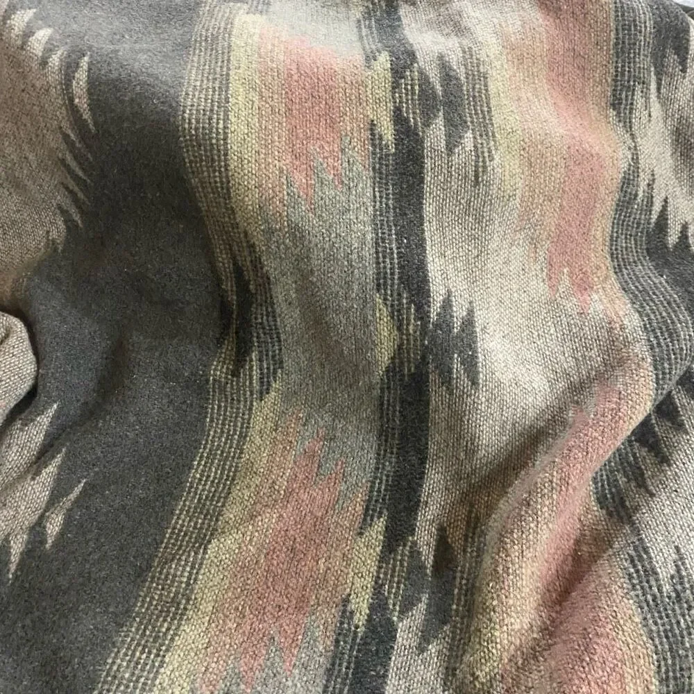 Ruth & Boaz wool blend blanket Aztec boho pink gray throw blanket - Picture 5 of 5
